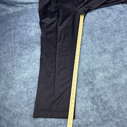 Lauren Ralph Lauren Mens 44R Black Pinstripe 100% Wool 2-Piece Suit Pleated by Lauren Ralph Lauren
