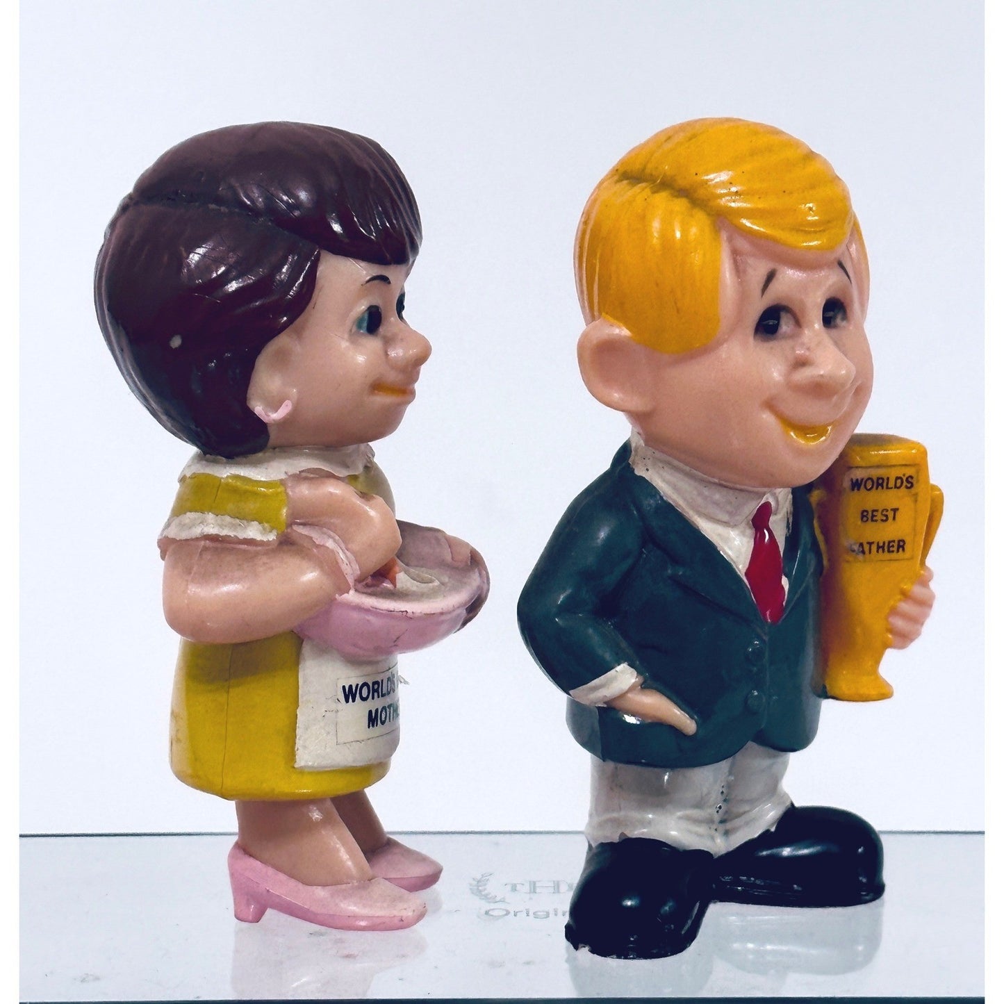 Vintage 1970s Berries Father Mother Figurines Set - Retro Family Gift by Berries