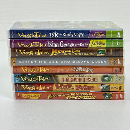 VeggieTales DVD Lot of 8 Minnesota Cuke Esther Moe Big River Rescue King George by Buysaavy