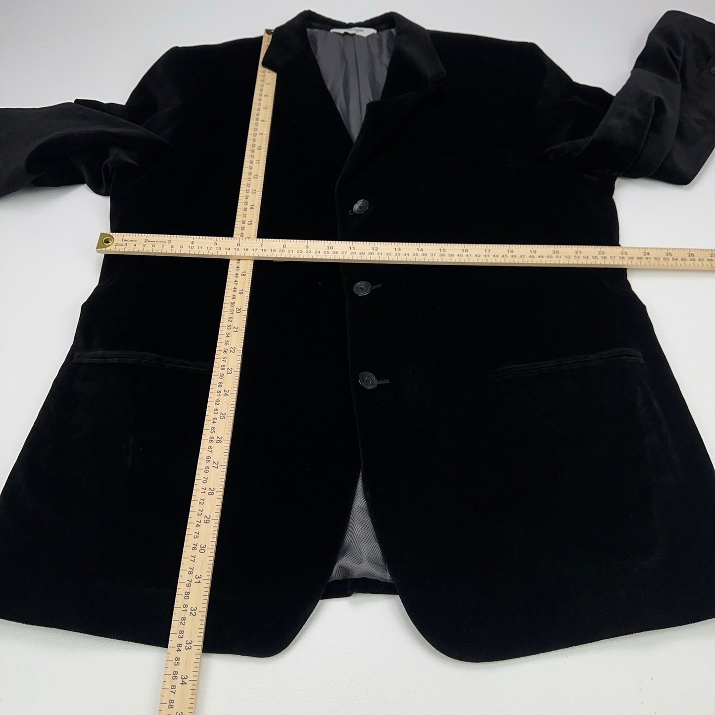 Linea Uomo Mens Black Velvet Blazer 3 Button Sport Coat Jacket 46 REG Cotton by Linea Uomo