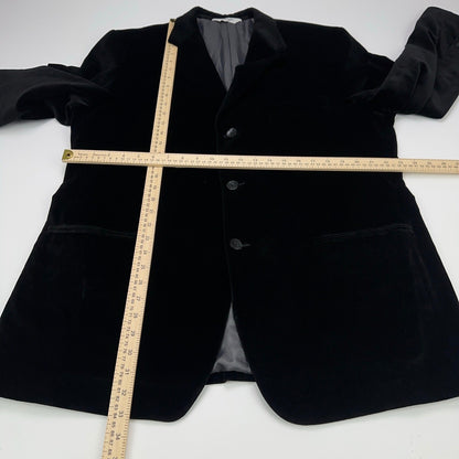 Linea Uomo Mens Black Velvet Blazer 3 Button Sport Coat Jacket 46 REG Cotton by Linea Uomo