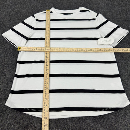 Stylus Mens Black Stripe Short Sleeve Crew Neck T-Shirt SP24STY5032M Medium NWT by Stylus