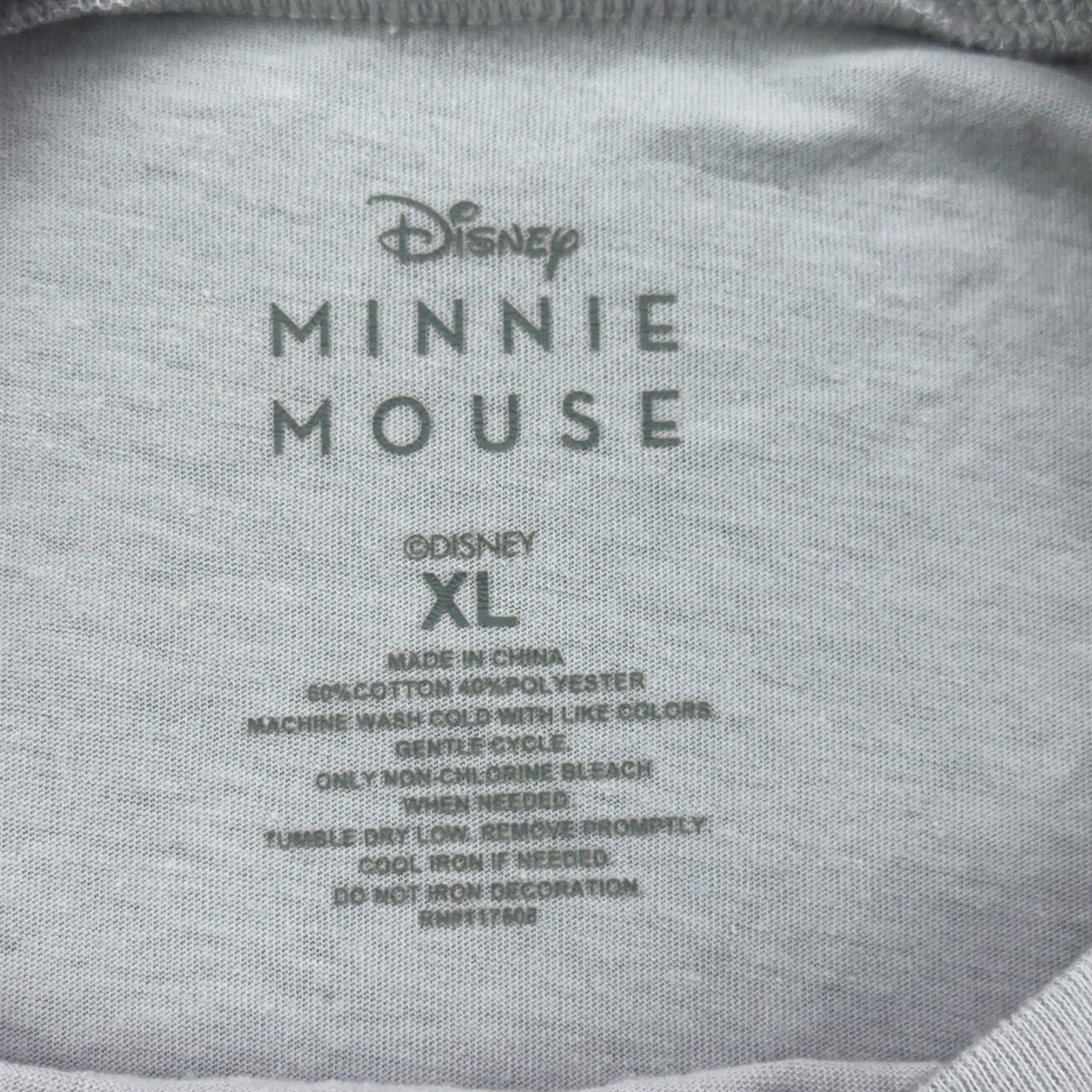 Disney Minnie Mouse Graphic T-Shirt Grey Neon Pink Purple XL RN117508 by Disney