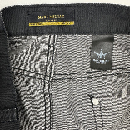 Maxi Milian New York Mens Black Straight Leg Denim Jeans Size 38x32 Dark Wash by Maxi Milian