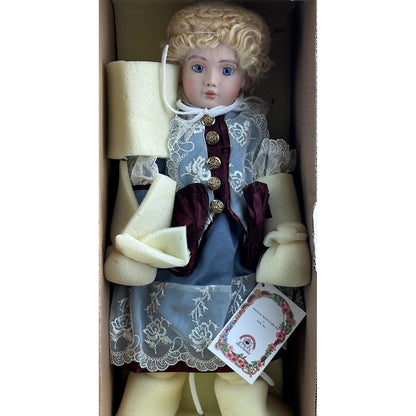 Kais Inc American Artists Collection Hailey Porcelain Doll Blue Lace by Kais Inc