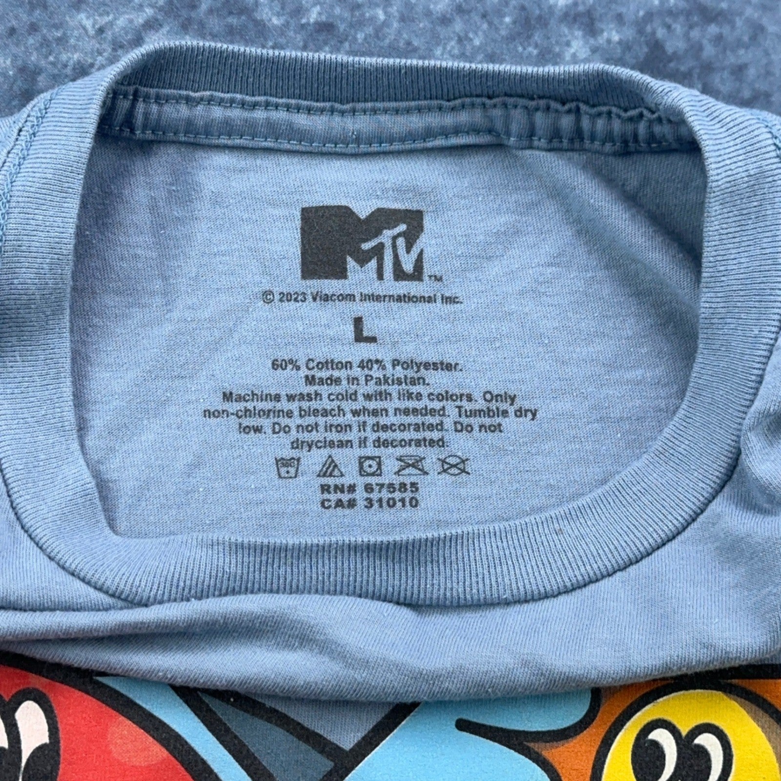 MTV Music Television Mushroom Rainbow Graphic Tee Light Blue Mens Large L by MTV
