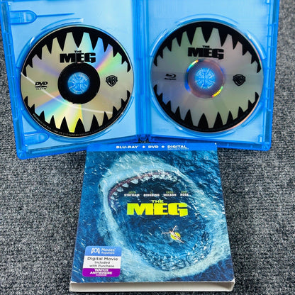 The Meg Blu-ray DVD Combo Pack Jason Statham Shark Action Movie with Slipcover by Buysaavy