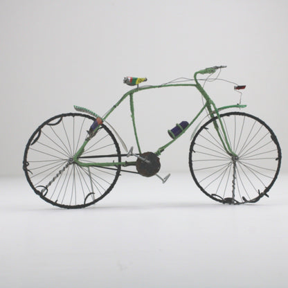 Handmade Recycled Wire Bicycle Sculpture Green Miniature Bike Folk Art Decor by Unbranded