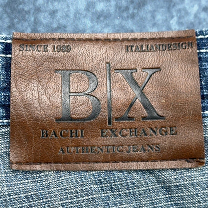 Bachi Exchange BIX Mens Distressed Bleach Splatter Jeans Blue W34 L34 Y2K Russia by Bachi Exchange