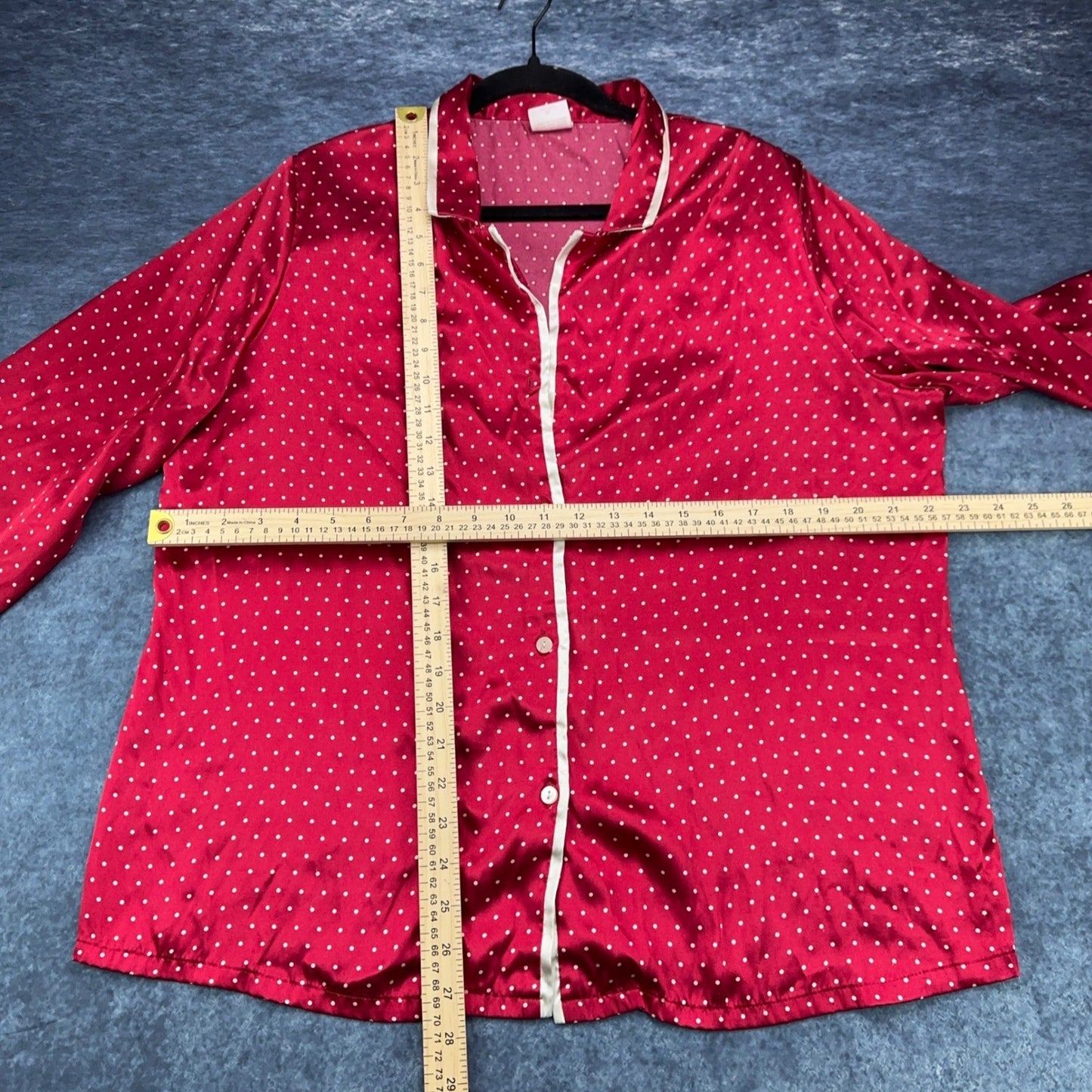 Gilligan O'Malley Womens XL Red Polka Dot Satin Pajama Set Button Up Wide Leg by Gilligan & O'Malley