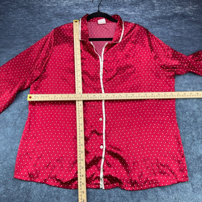 Gilligan O'Malley Womens XL Red Polka Dot Satin Pajama Set Button Up Wide Leg by Gilligan & O'Malley