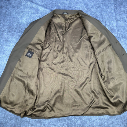 Haggar Black Label Mens 44R Suit 3-Button Blazer Pleated Pants Olive Brown Wool by Haggar