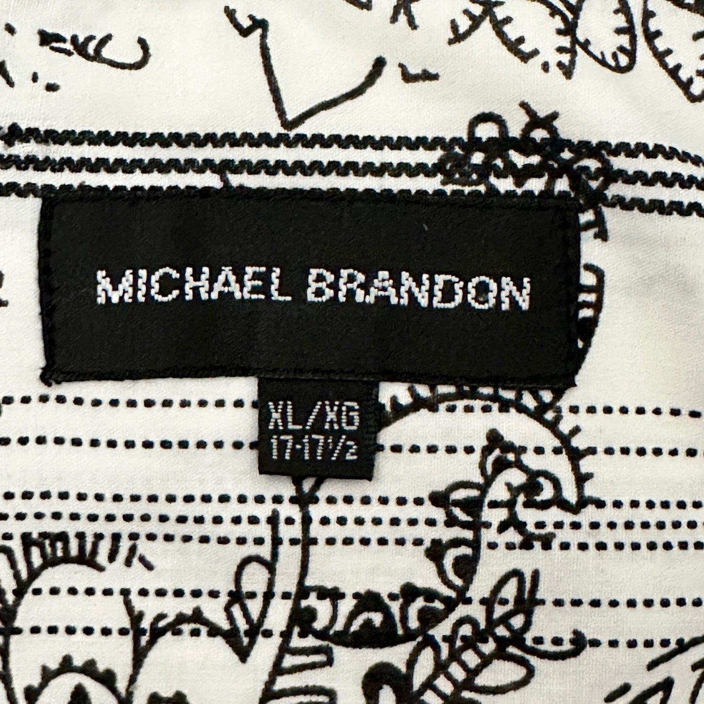 Michael Brandon Mens XL Paisley Striped Graphic Button Down Shirt Black White by Michael Brandon