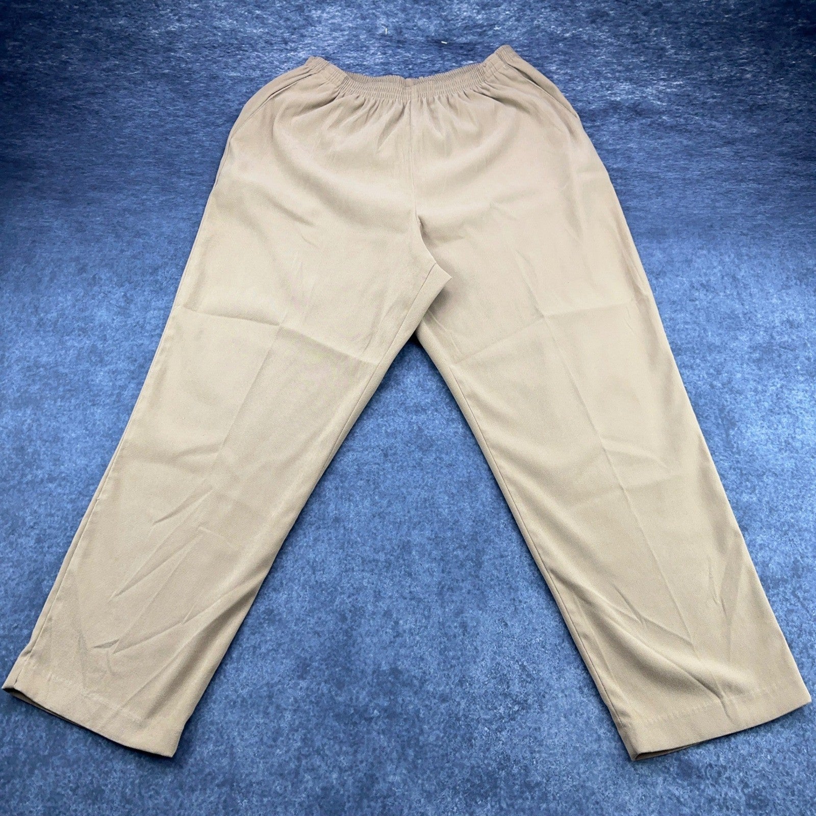 Alfred Dunner Khaki Tan Elastic Waist Pull On Straight Leg Pants Womens Size 16 by Alfred Dunner