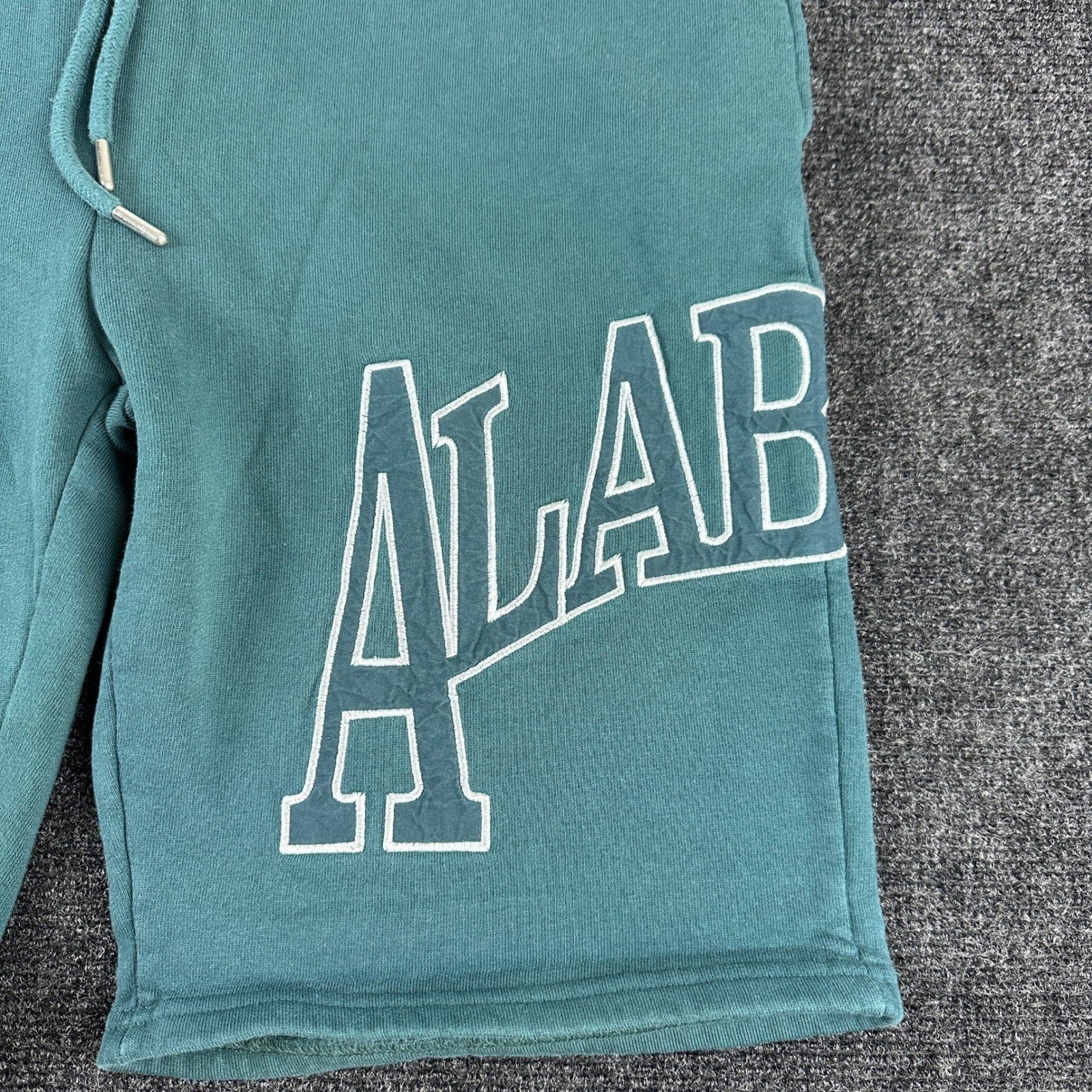 Topman Mens Alabama Graphic Sweat Shorts Teal Green Size Large Drawstring Cotton by Topman
