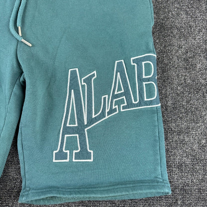 Topman Mens Alabama Graphic Sweat Shorts Teal Green Size Large Drawstring Cotton by Topman