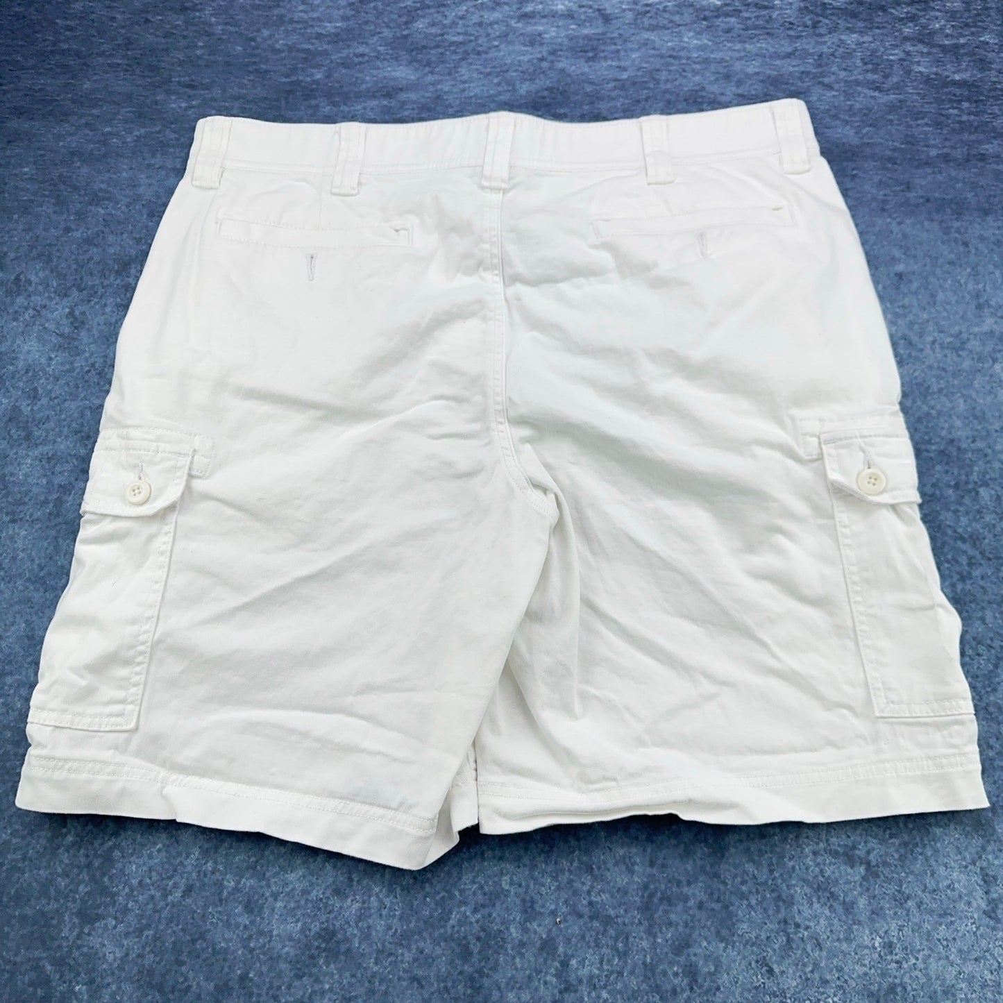 St Johns Bay Mens White Comfort Stretch Cargo Shorts Size 38 Cotton Blend by St. John's Bay