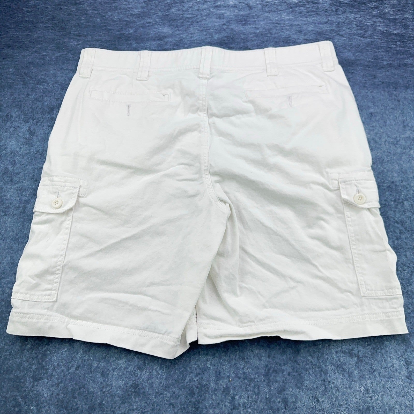 St Johns Bay Mens White Comfort Stretch Cargo Shorts Size 38 Cotton Blend by St. John's Bay
