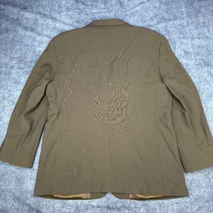 Haggar Black Label Mens 44R Suit 3-Button Blazer Pleated Pants Olive Brown Wool by Haggar