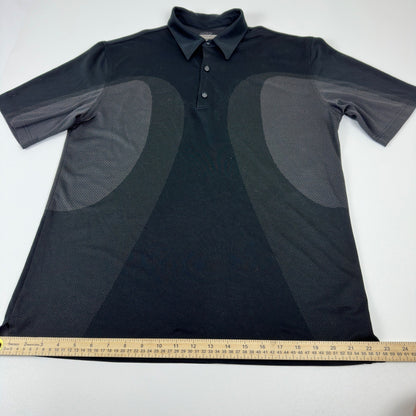 Greg Norman Mens Performance Golf Polo Shirt Black Grey Geometric Size M by Greg Norman