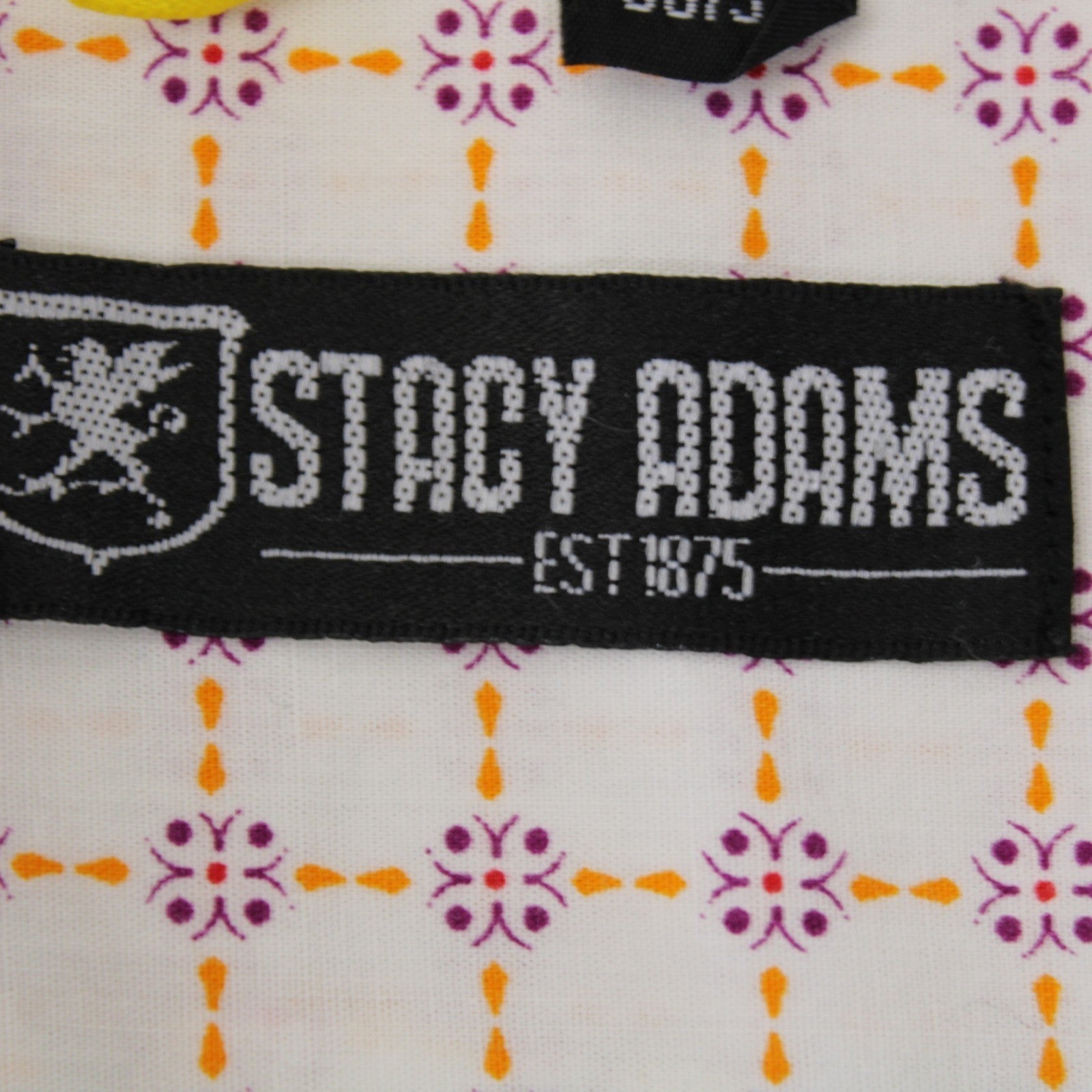 Stacy Adams Mens Dress Shirt 17.5 36/37 White Purple Orange Geometric Medallion by Stacy Adams