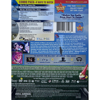 Gnomeo & Juliet 3D Blu-ray DVD Combo Pack Elton John Music Slipcover G Movie by Buysaavy