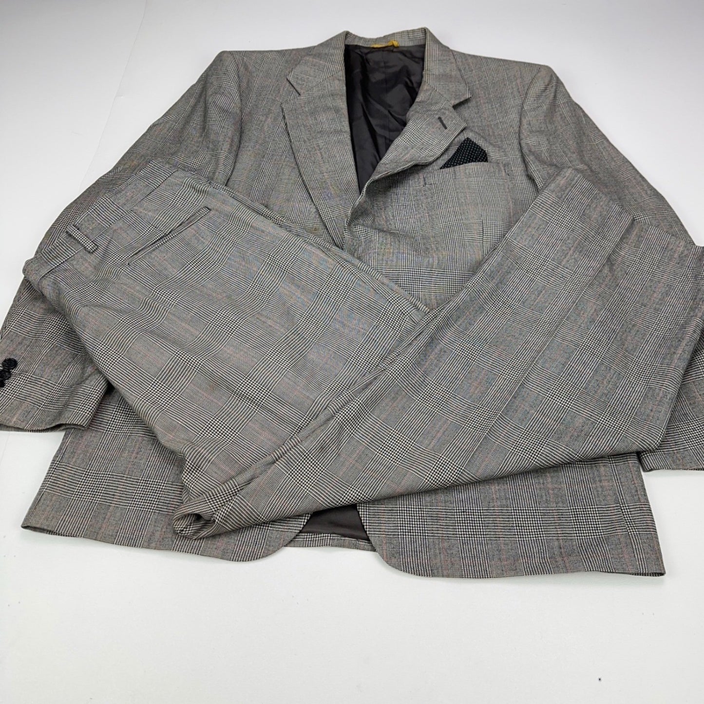 Sterling & Hunt Premier Edition Mens Grey Glen Plaid Worsted Wool Suit by Sterling & Hunt
