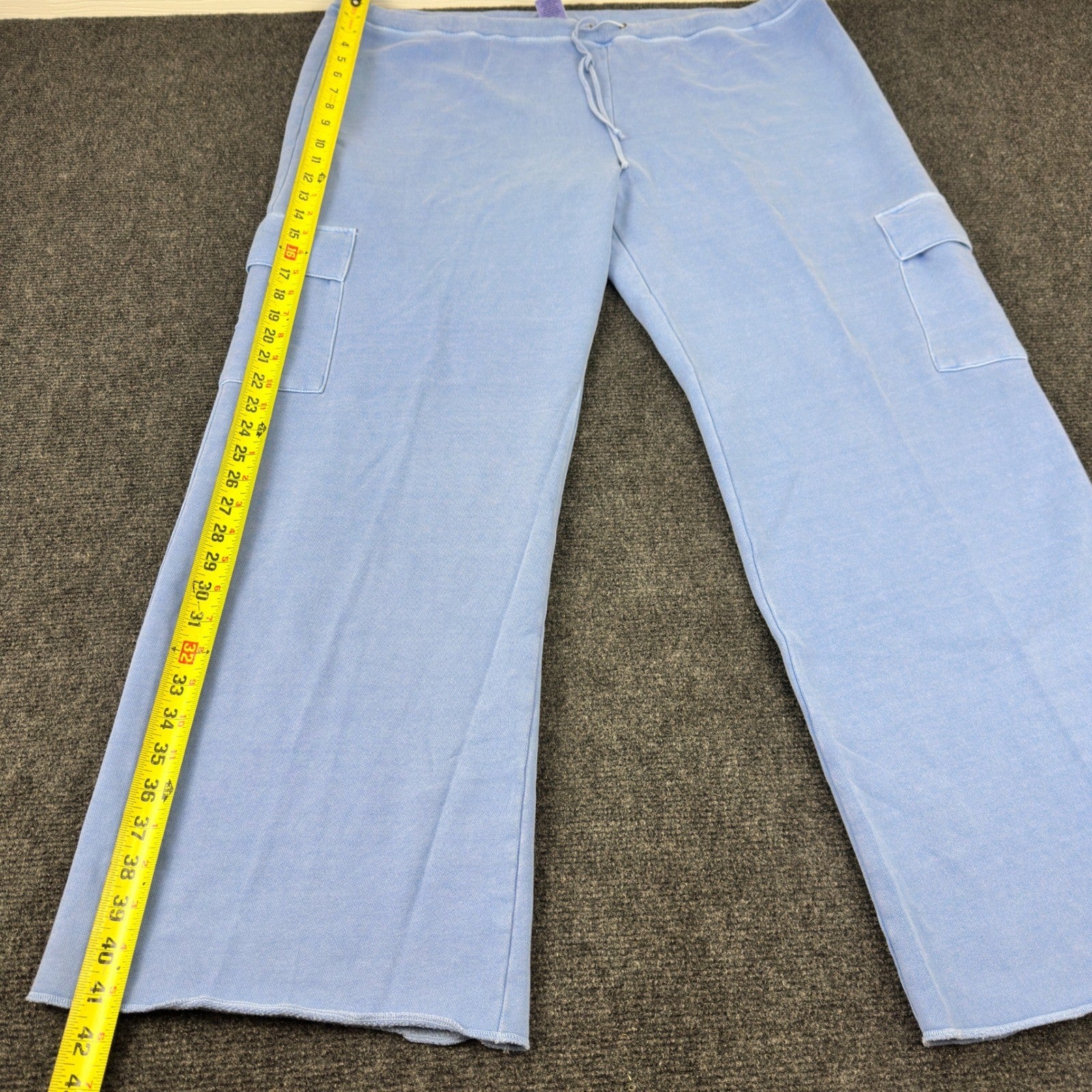Old Navy Womens XXL Periwinkle Blue Cargo Sweatpants Wide Leg Raw Hem Drawstring by Old Navy