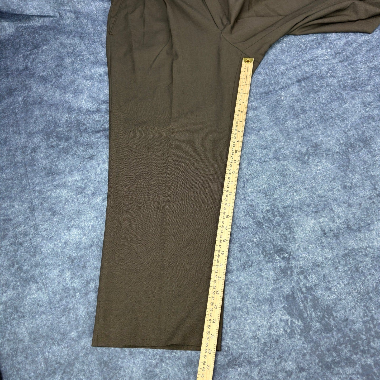 Haggar Black Label Mens 44R Suit 3-Button Blazer Pleated Pants Olive Brown Wool by Haggar