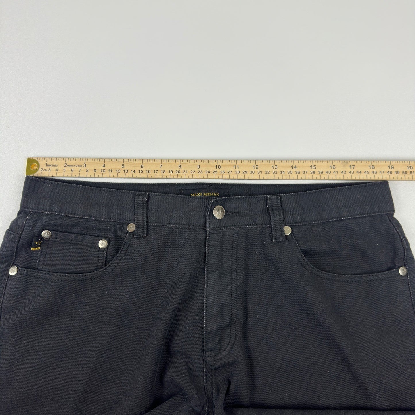 Maxi Milian New York Mens Black Straight Leg Denim Jeans Size 38x32 Dark Wash by Maxi Milian