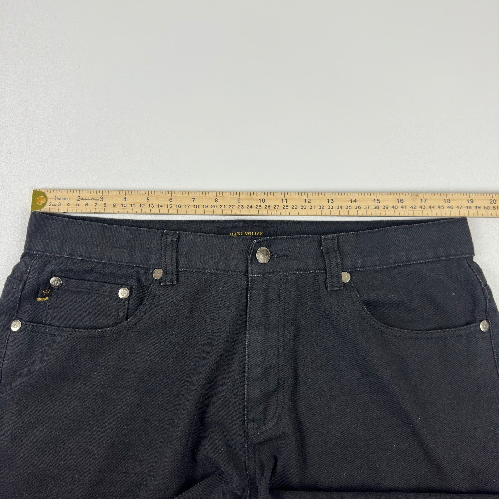 Maxi Milian New York Mens Black Straight Leg Denim Jeans Size 38x32 Dark Wash by Maxi Milian