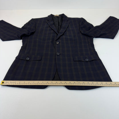 Haggar 1926 Originals Mens 44R Navy Blue Brown Plaid Blazer Sport Coat 1006615 by Haggar