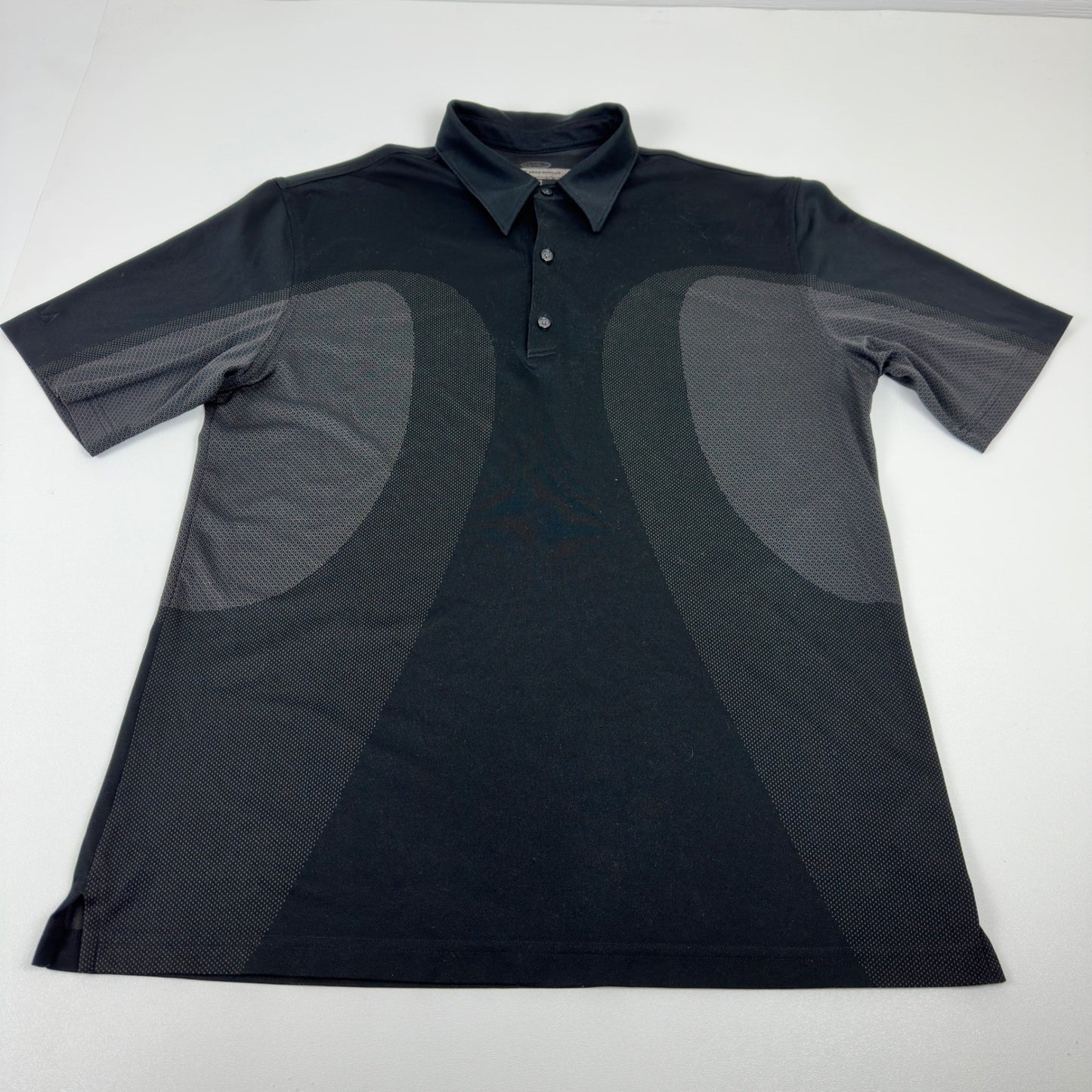 Greg Norman Mens Performance Golf Polo Shirt Black Grey Geometric Size M by Greg Norman