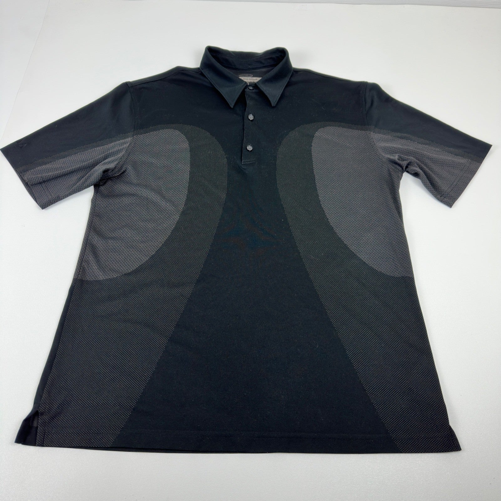 Greg Norman Mens Performance Golf Polo Shirt Black Grey Geometric Size M by Greg Norman