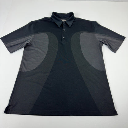 Greg Norman Mens Performance Golf Polo Shirt Black Grey Geometric Size M by Greg Norman