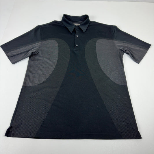 Greg Norman Mens Performance Golf Polo Shirt Black Grey Geometric Size M by Greg Norman