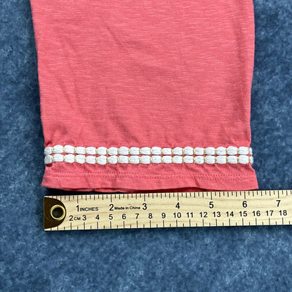 Charter Club Coral Pink Embroidered Beaded Tunic Top XL 100% Cotton 3/4 Sleeve by Charter Club