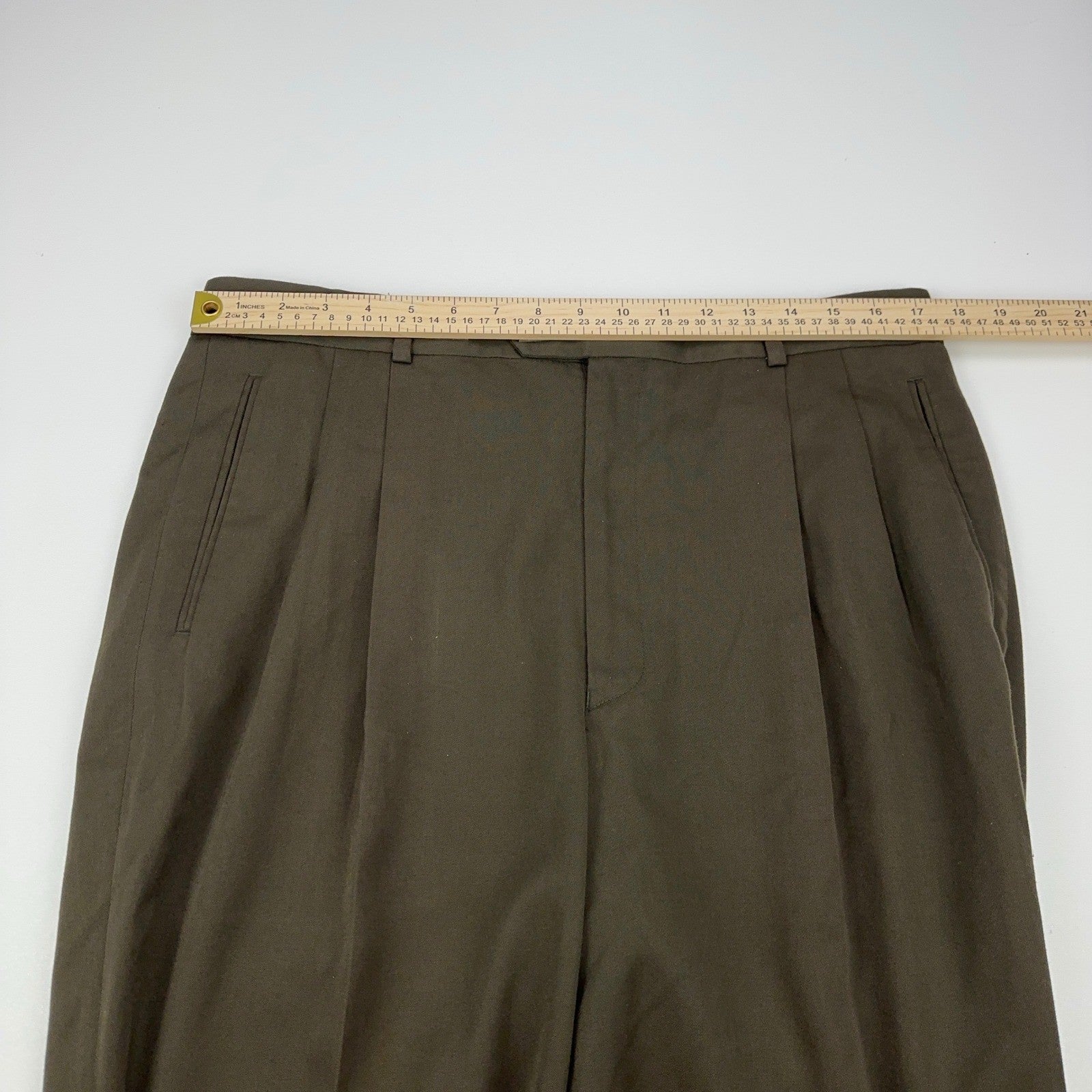 Braggi Louis Raphael Mens Pleated Dress Pants Olive Brown Cuffed 35x42 by Braggi by Louis Raphael