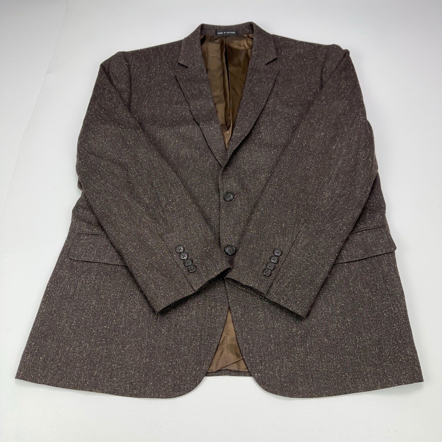 Mens Brown Textured 2-Button Blazer Jacket 44R Professional Sport Coat by Unbranded