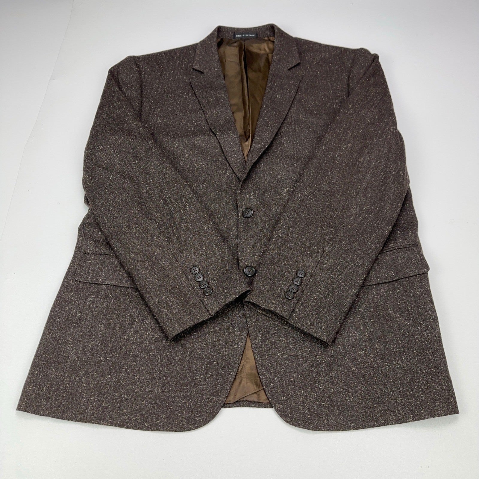 Mens Brown Textured 2-Button Blazer Jacket 44R Professional Sport Coat by Unbranded