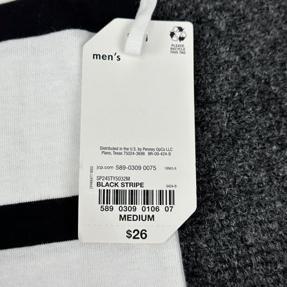 Stylus Mens Black Stripe Short Sleeve Crew Neck T-Shirt SP24STY5032M Medium NWT by Stylus