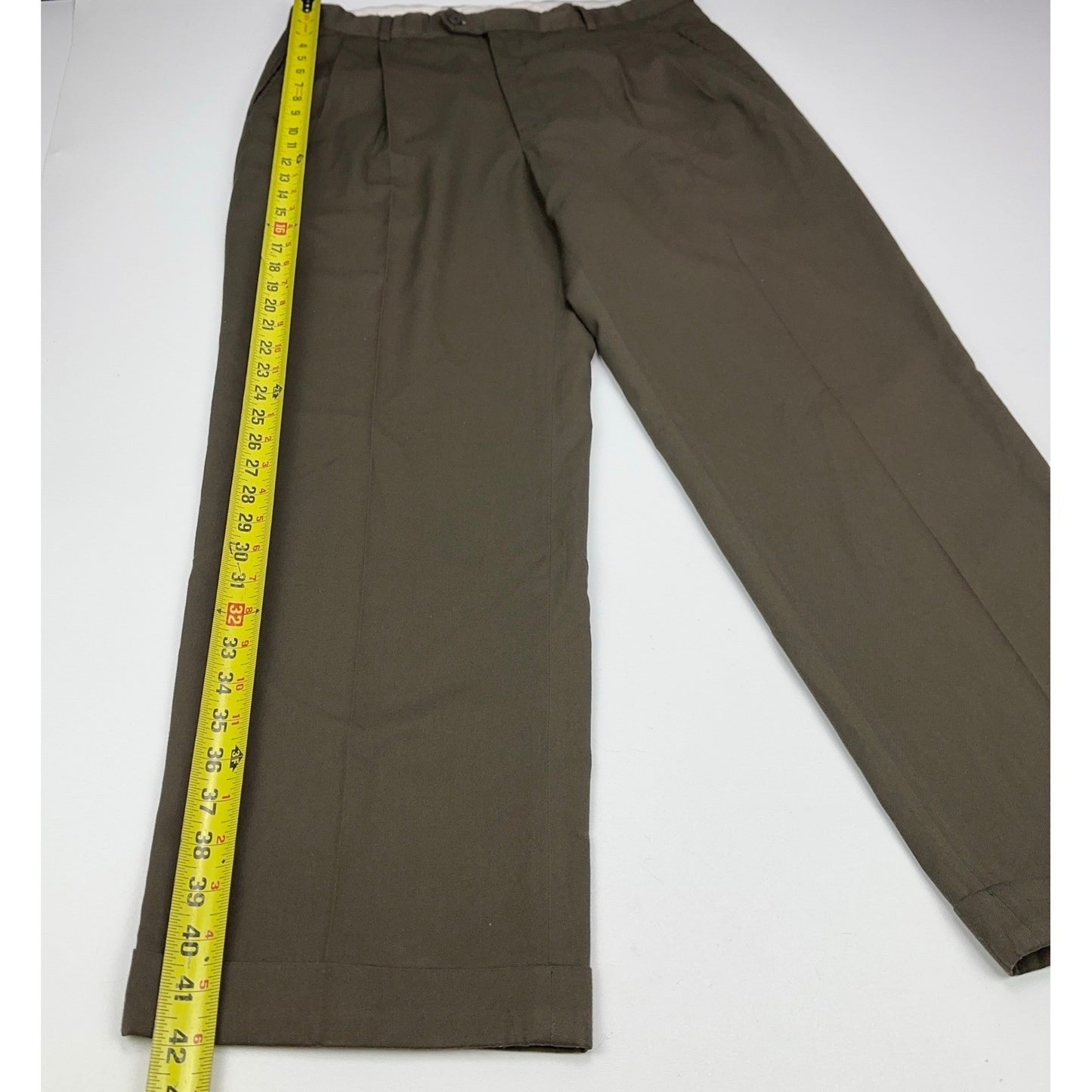 Braggi Louis Raphael Mens Pleated Dress Pants Olive Brown Cuffed 35x42 by Braggi by Louis Raphael