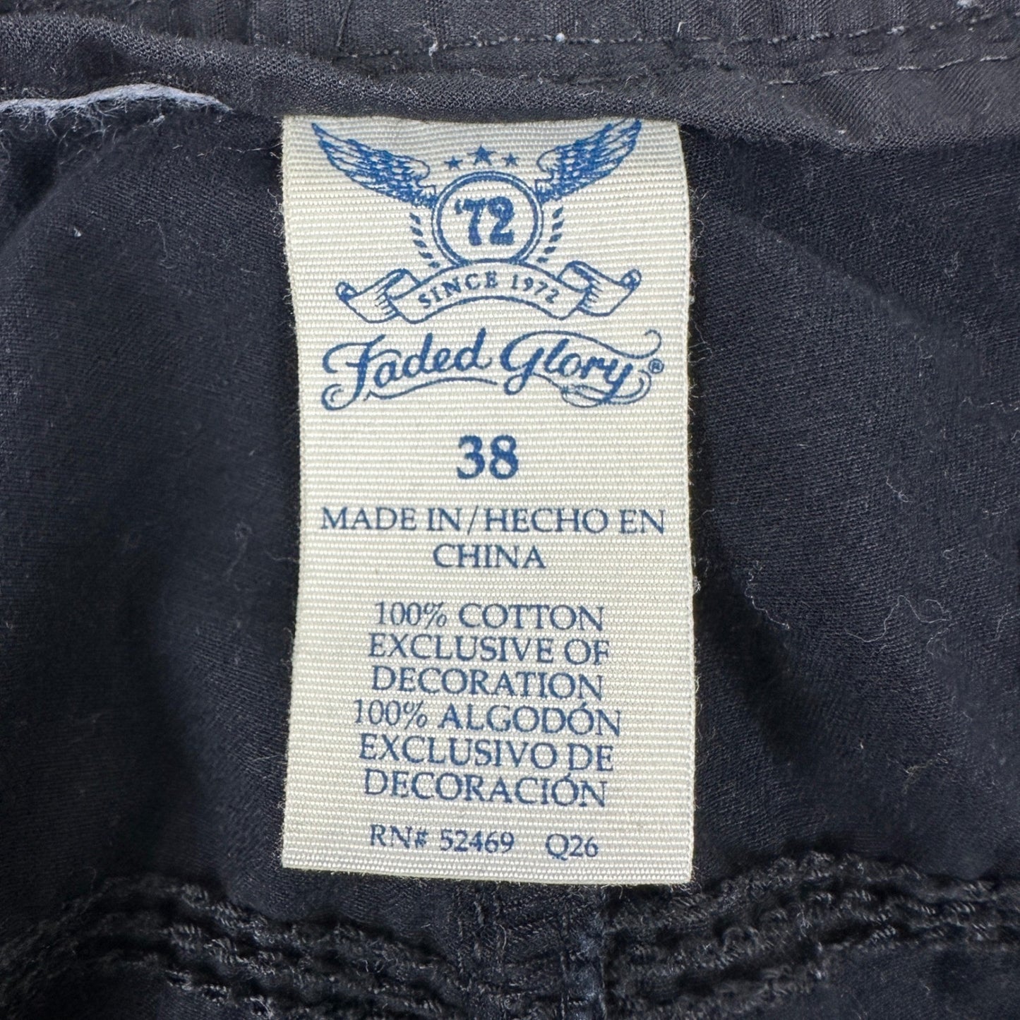 Faded Glory Mens Cargo Shorts Black Size 38 Cotton Drawstring Utility Pockets by Faded Glory