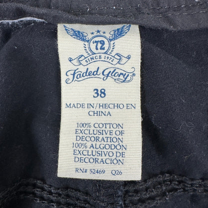 Faded Glory Mens Cargo Shorts Black Size 38 Cotton Drawstring Utility Pockets by Faded Glory