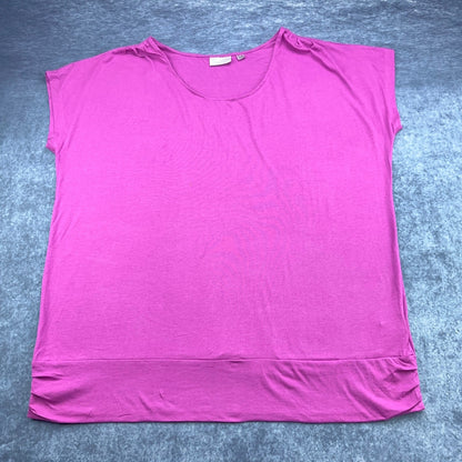 Avenue Plus Size 22/24 Magenta Pink Ruched Banded Hem Scoop Neck Knit Top Blouse by Avenue