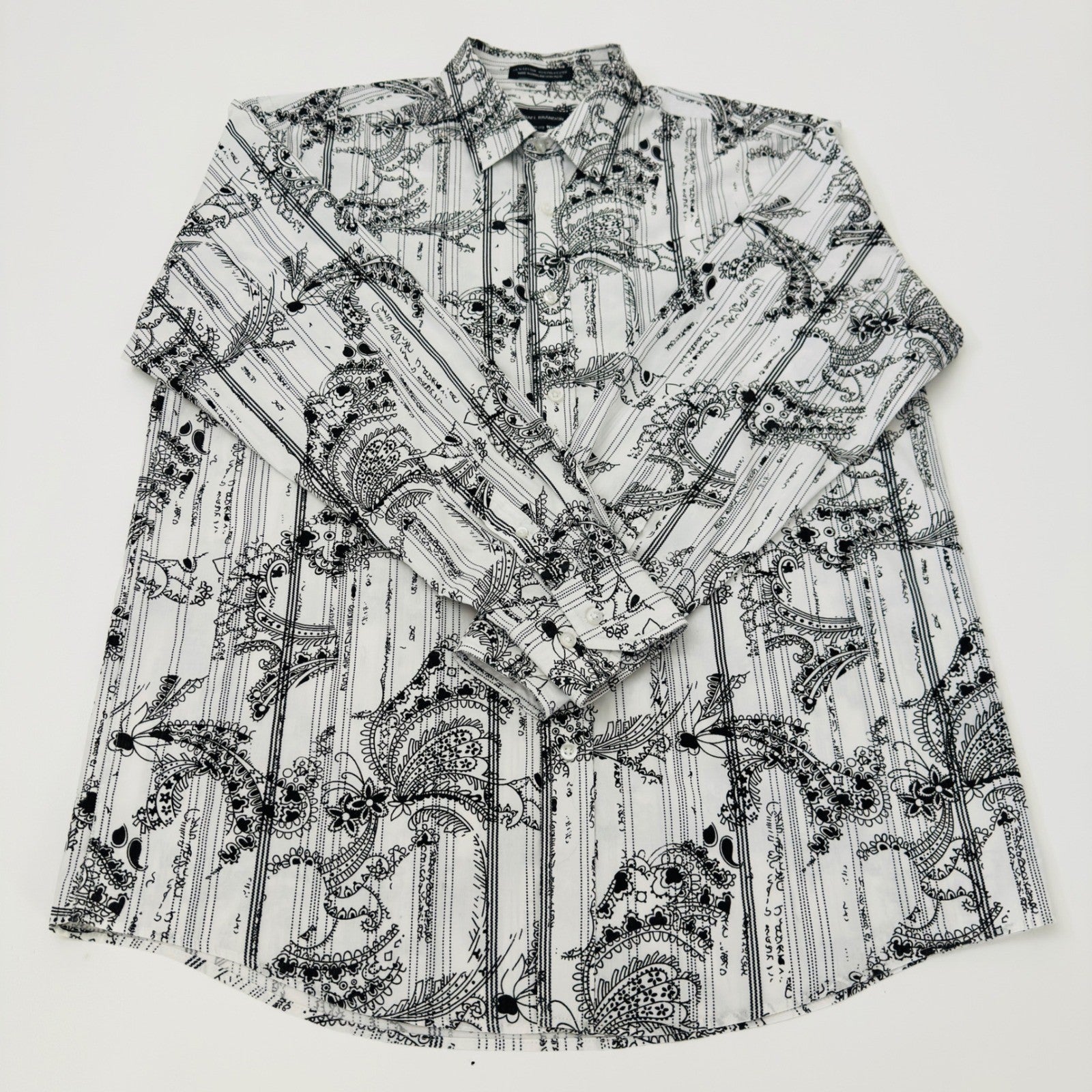 Michael Brandon Mens XL Paisley Striped Graphic Button Down Shirt Black White by Michael Brandon