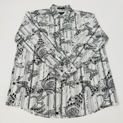 Michael Brandon Mens XL Paisley Striped Graphic Button Down Shirt Black White by Michael Brandon