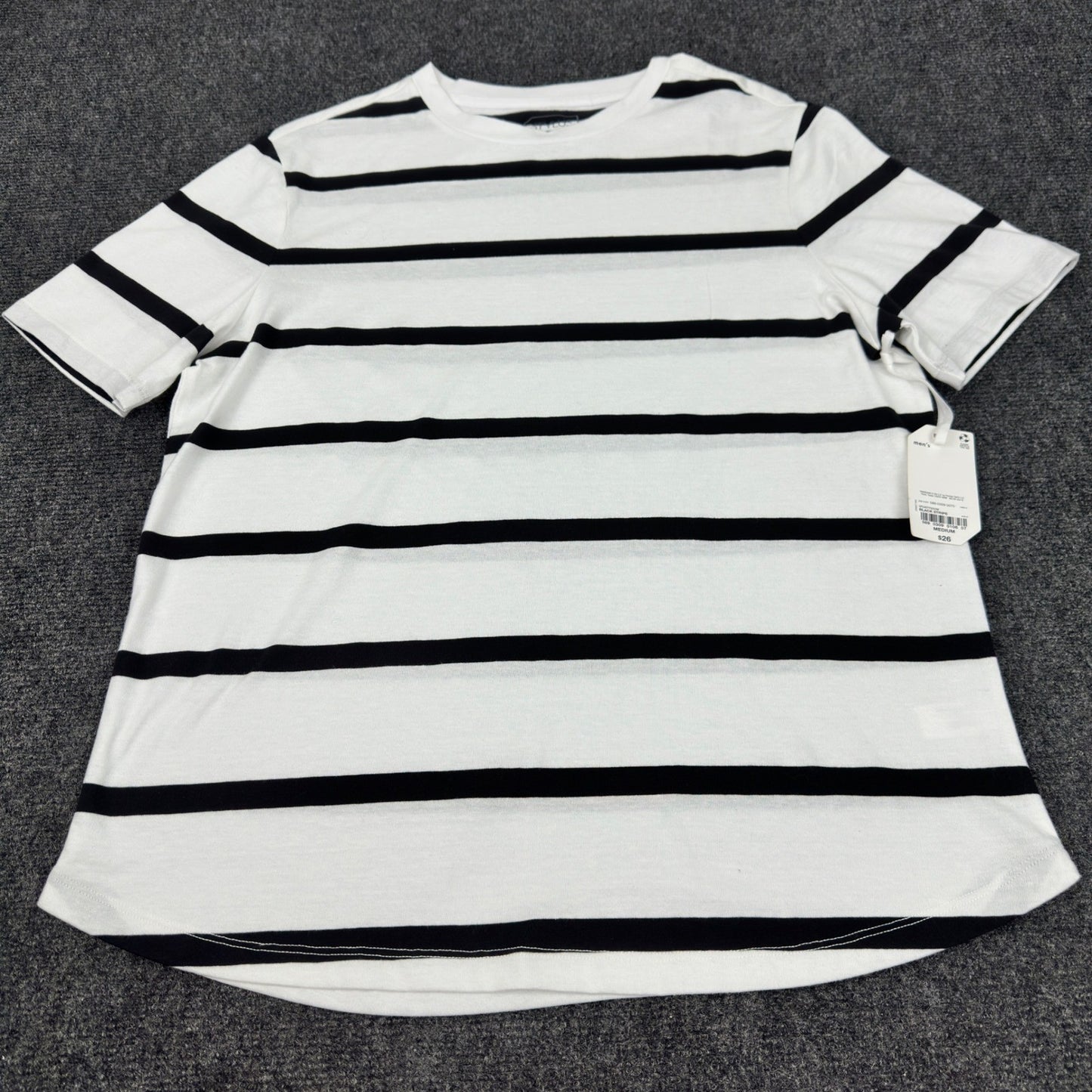 Stylus Mens Black Stripe Short Sleeve Crew Neck T-Shirt SP24STY5032M Medium NWT by Stylus