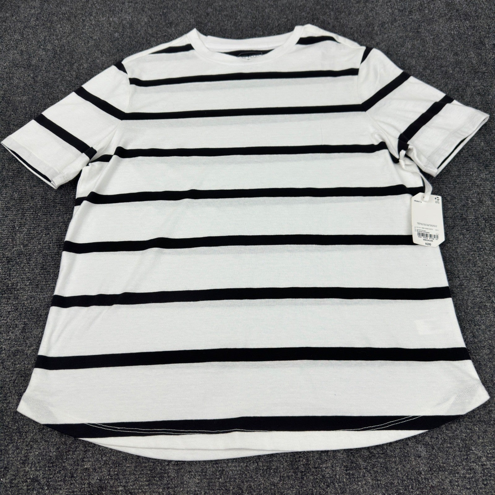 Stylus Mens Black Stripe Short Sleeve Crew Neck T-Shirt SP24STY5032M Medium NWT by Stylus