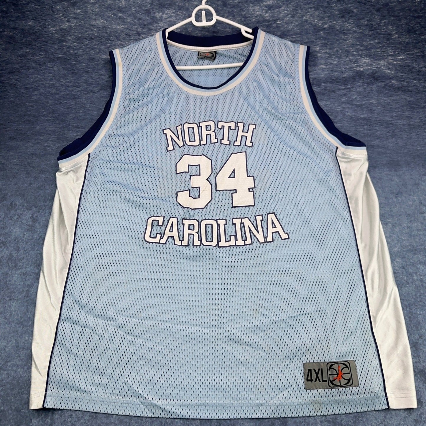 North Carolina Tar Heels Basketball Jersey Blue White 34 Mesh Mens 4XL RN106746 by Unbranded